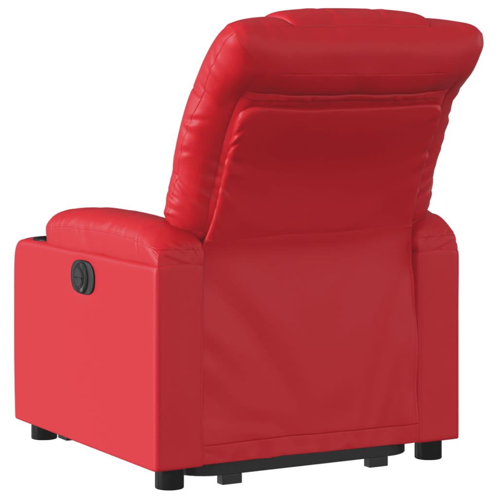 vidaXL atpūtas krēsls, paceļams, atgāžams, sarkana mākslīgā āda