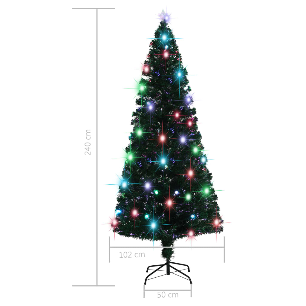 vidaXL Ziemassvētku egle ar statīvu, LED, 210 cm, optiskā šķiedra