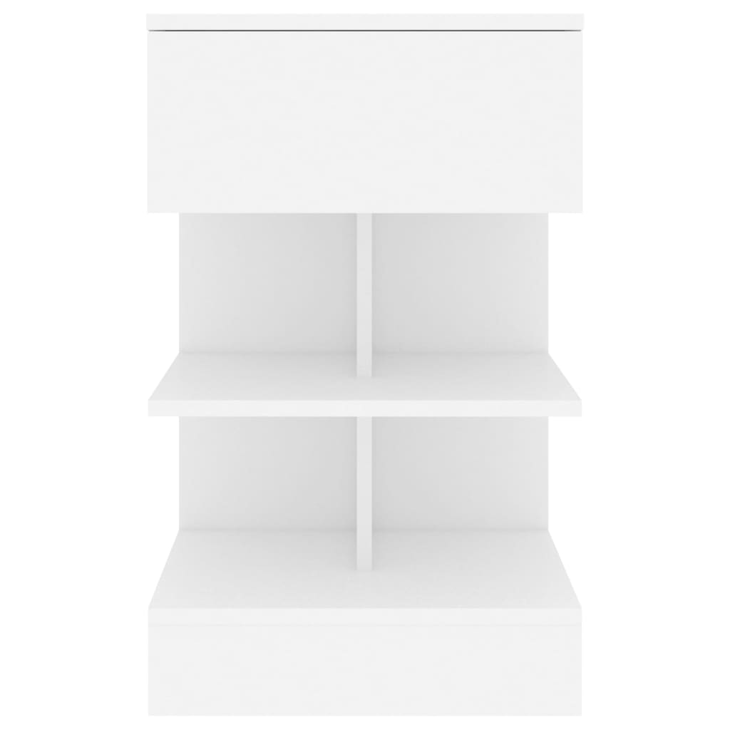 vidaXL naktsskapīši, 2 gab., 40x35x65 cm, balti, skaidu plāksne