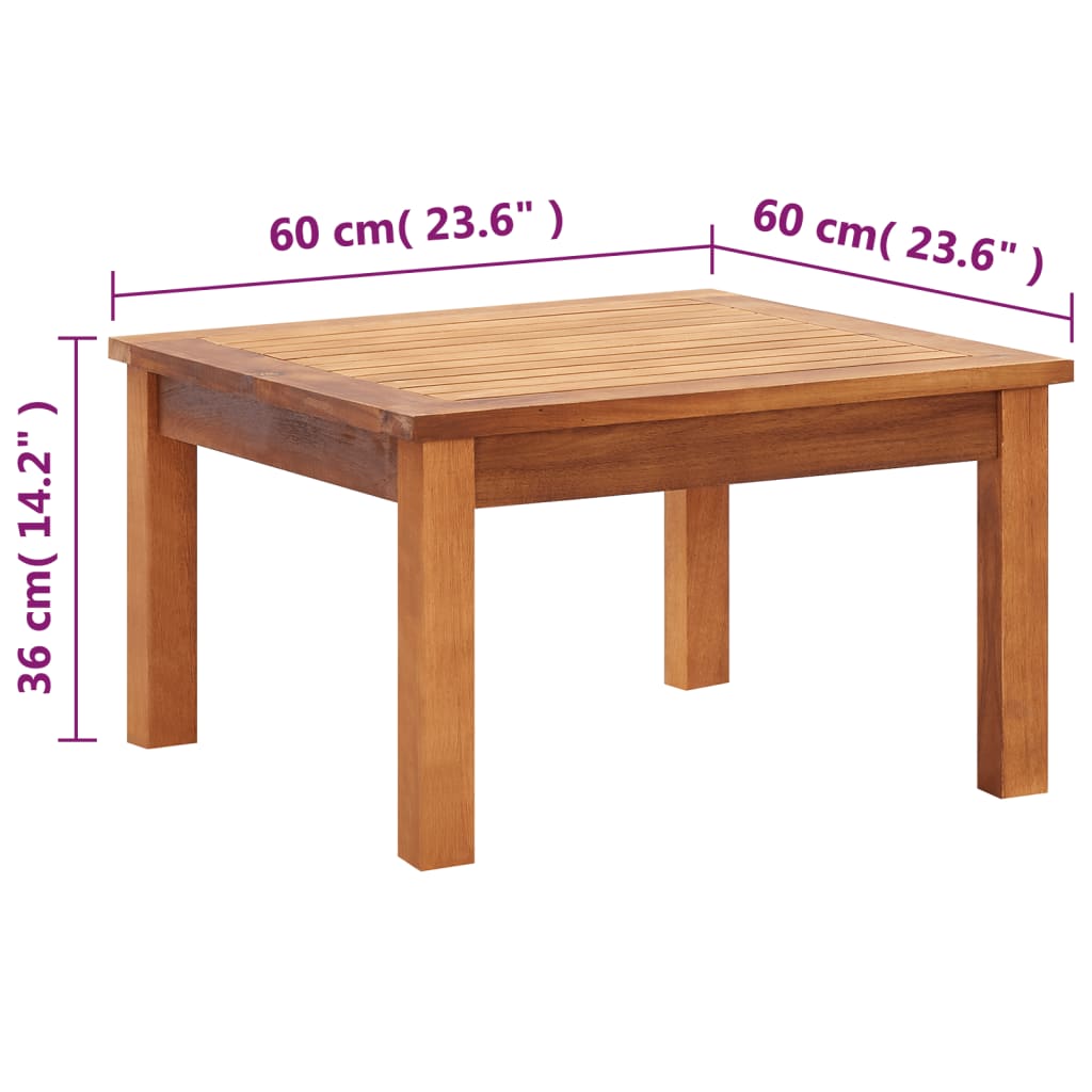 vidaXL dārza galdiņš, 60x60x36 cm, akācijas masīvkoks