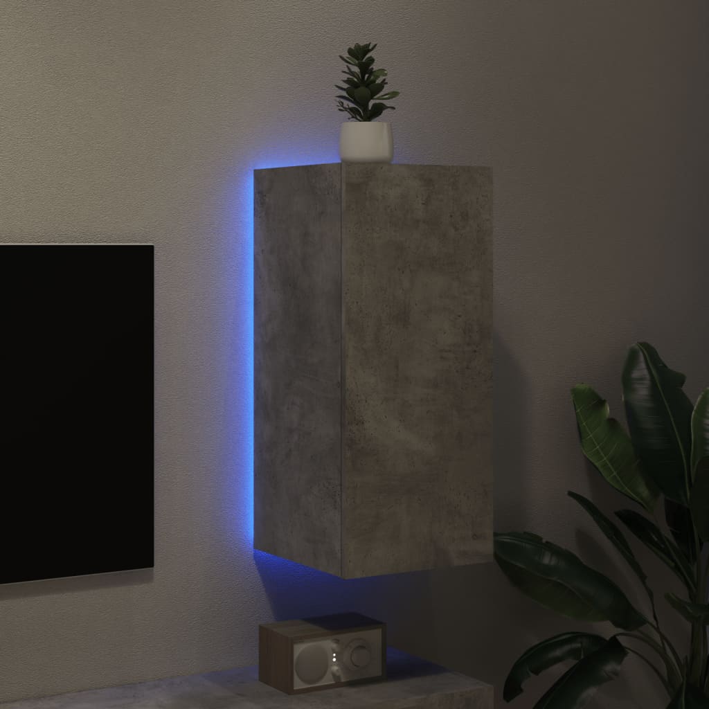 vidaXL TV galdiņi ar LED lampiņām, betona pelēki, 30,5x35x70 cm