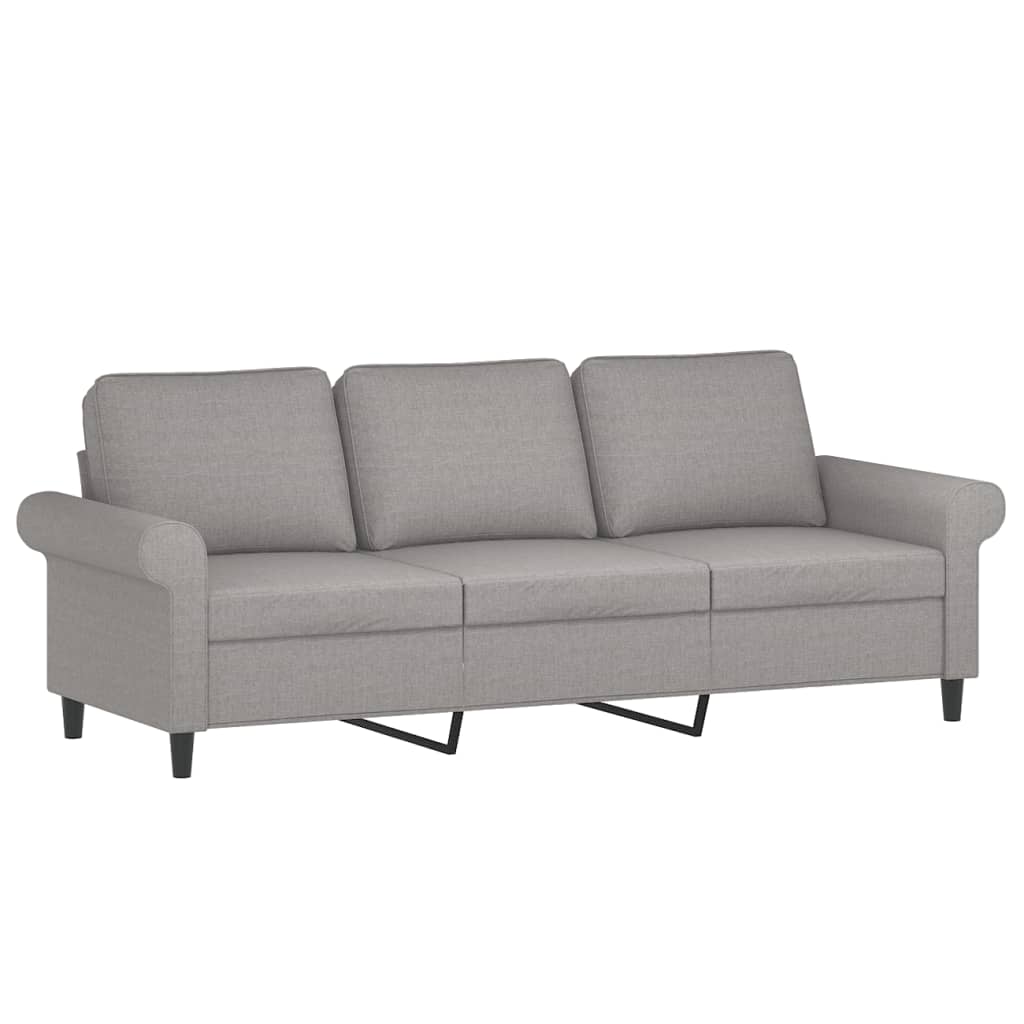 vidaXL trīsvietīgs dīvāns ar spilveniem, gaiši pelēks, 180 cm, audums