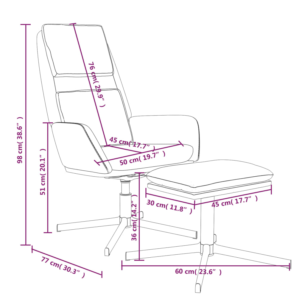 vidaXL atpūtas krēsls ar kājsoliņu, krēmbalts samts