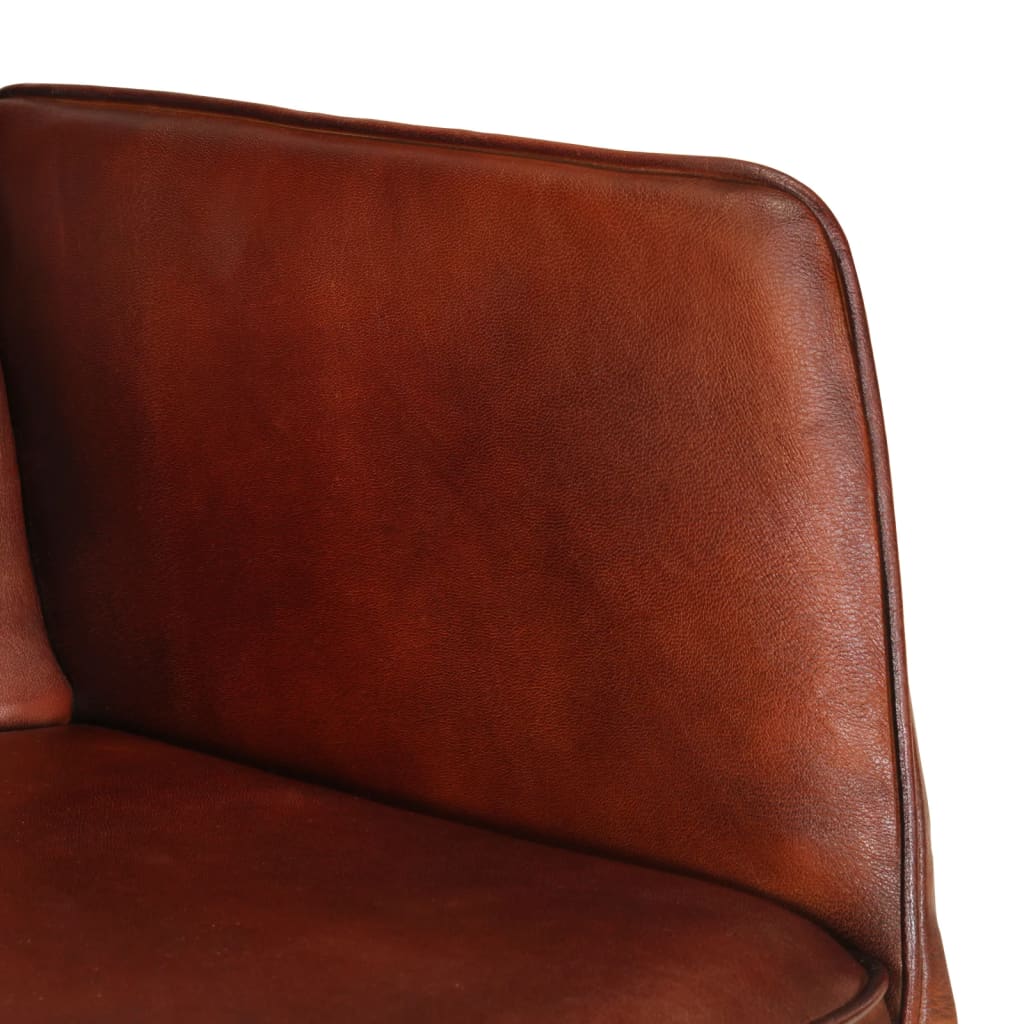 vidaXL šūpuļkrēsls ar kāju balstu, brūna dabīgā āda
