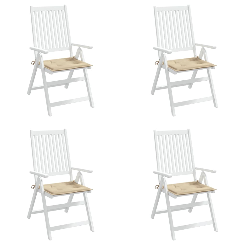 vidaXL dārza krēslu spilveni, 4 gab., bēši, 50x50x3 cm, audums