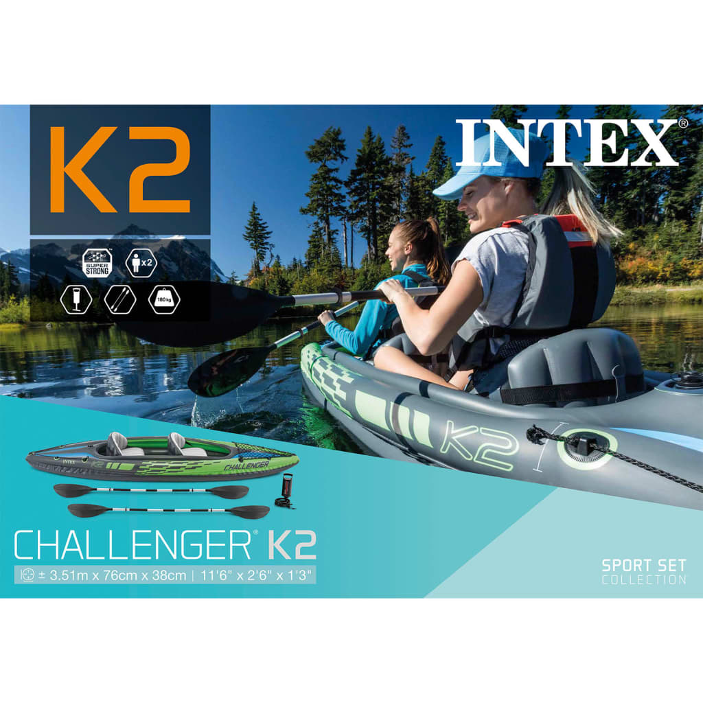 Intex piepūšams kajaks Challenger K2, 351x76x38 cm, 68306NP