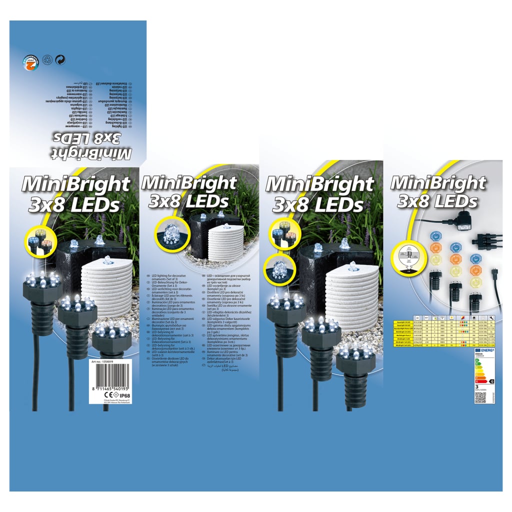 Ubbink zemūdens dīķa lampas MiniBright, 3x8 LED