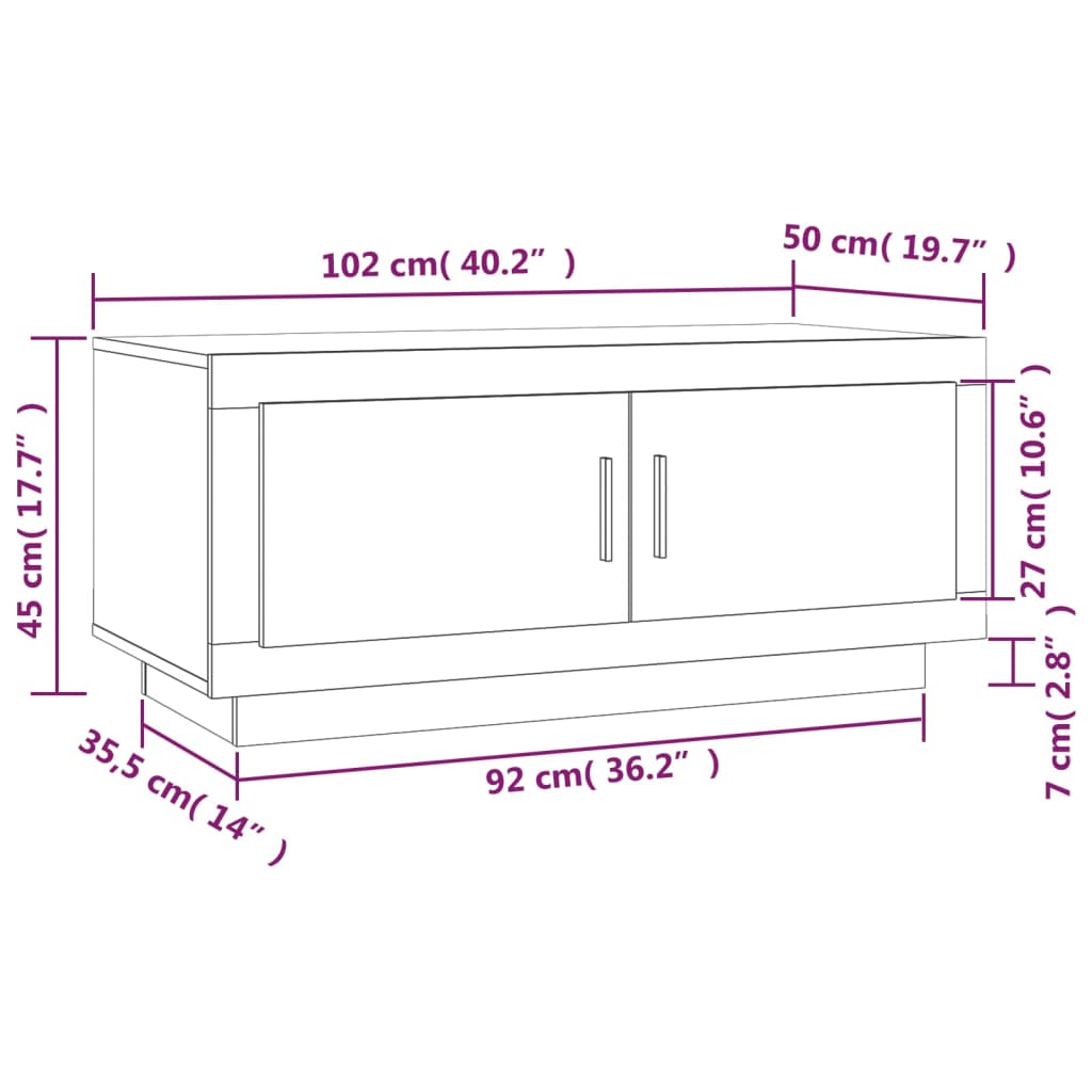 vidaXL kafijas galdiņš, balts, 102x50x45 cm, inženierijas koks