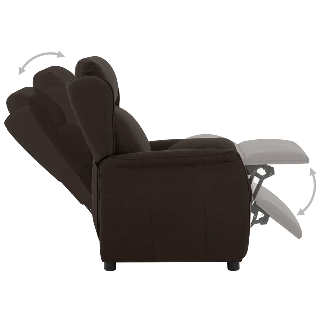 vidaXL elektrisks atpūtas krēsls, atgāžams, tumši brūns audums