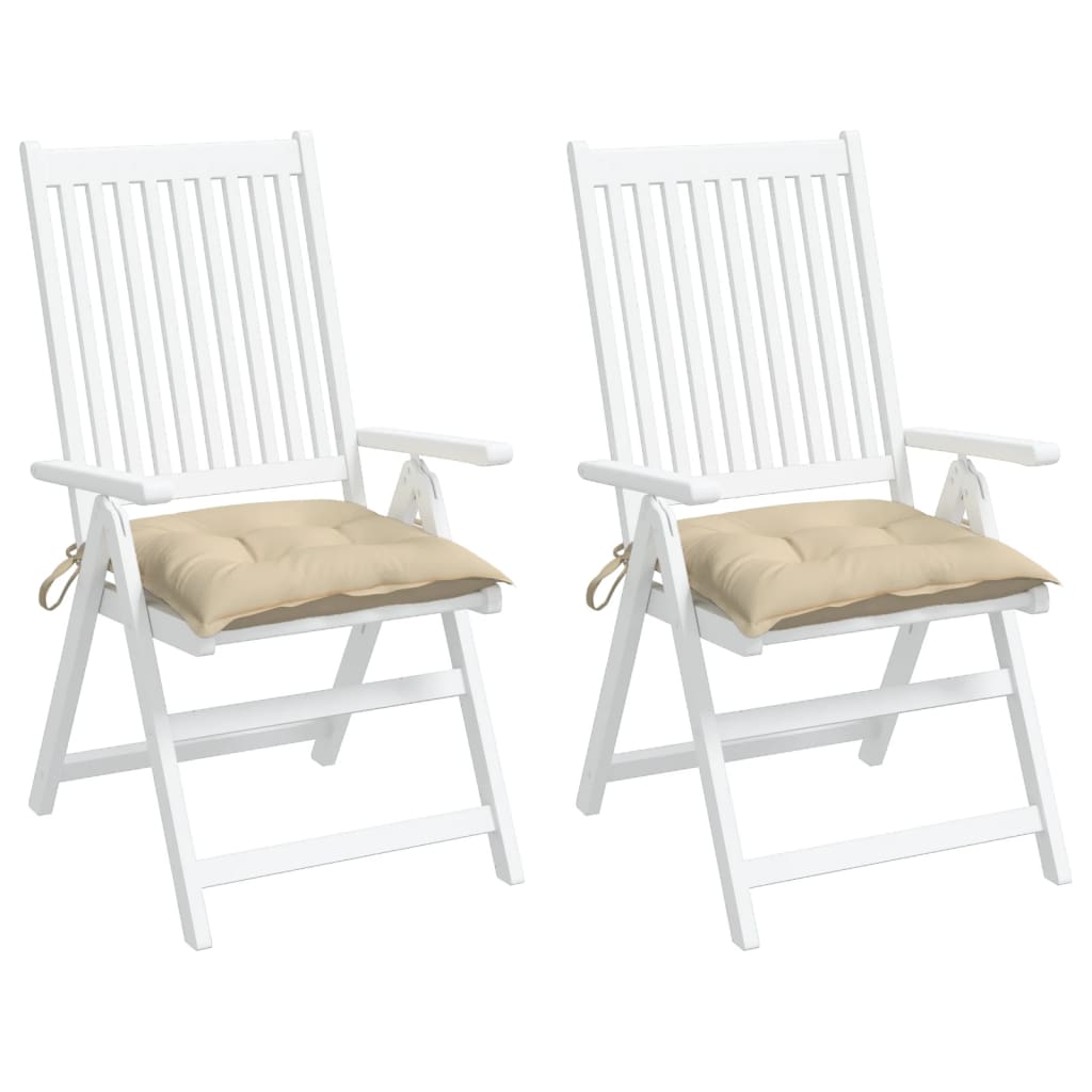 vidaXL dārza krēslu matrači, 2 gab., bēši, 50x50x7 cm, audums