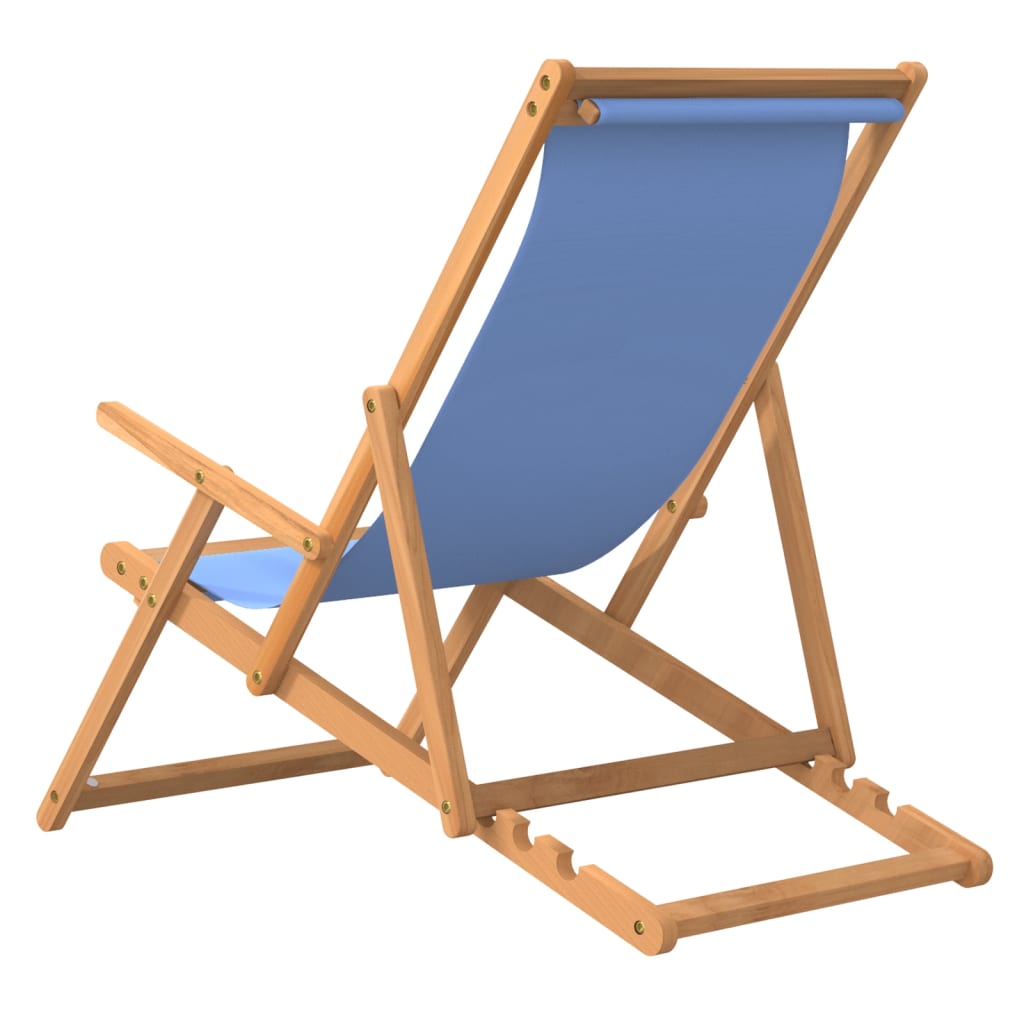 vidaXL saliekams pludmales krēsls, masīvs tīkkoks, zils
