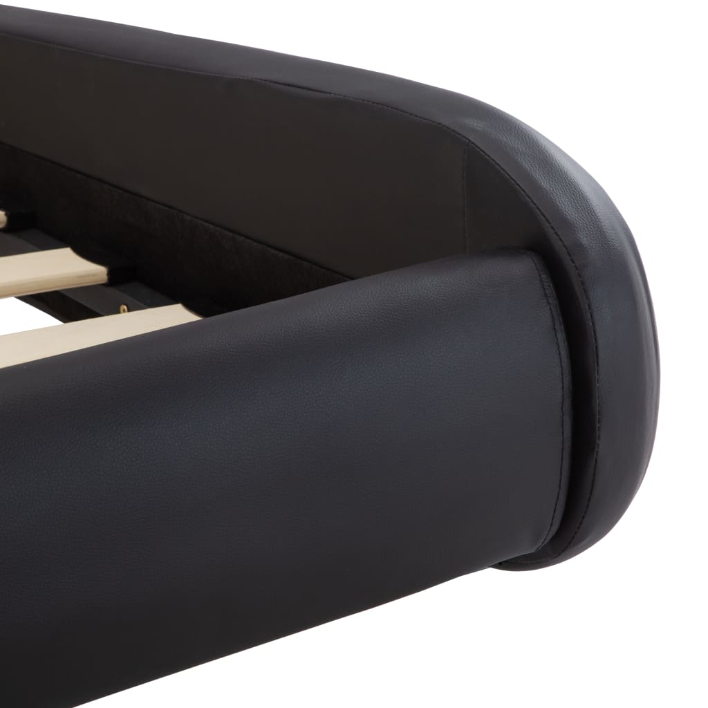 vidaXL gultas rāmis ar LED, melna mākslīgā āda, 120x200 cm
