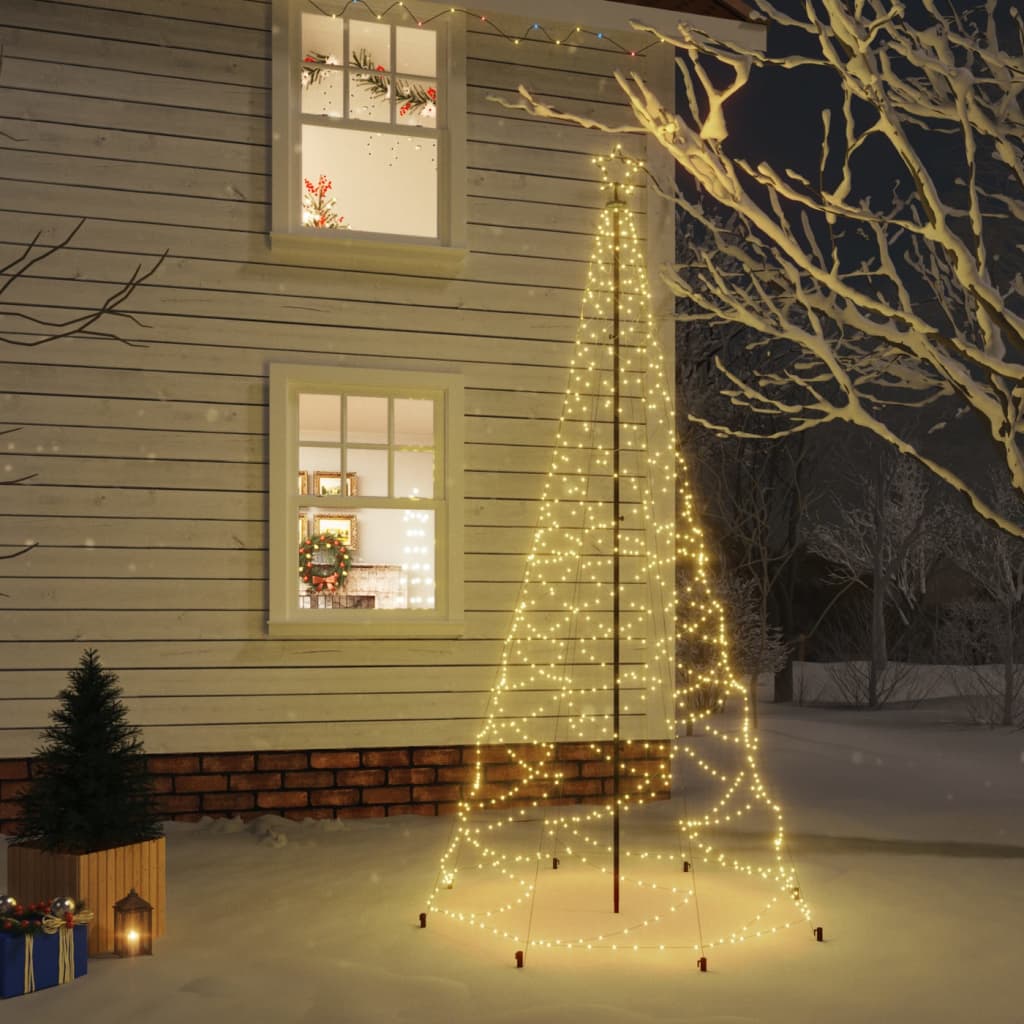 vidaXL Ziemassvētku eglīte ar metāla kātu, 500 silti baltas LED, 3 m