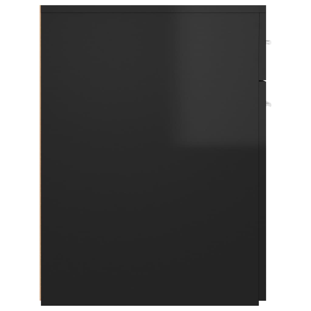 vidaXL atvilktņu skapis, spīdīgi melns, 20x45,5x60 cm, skaidu plāksne