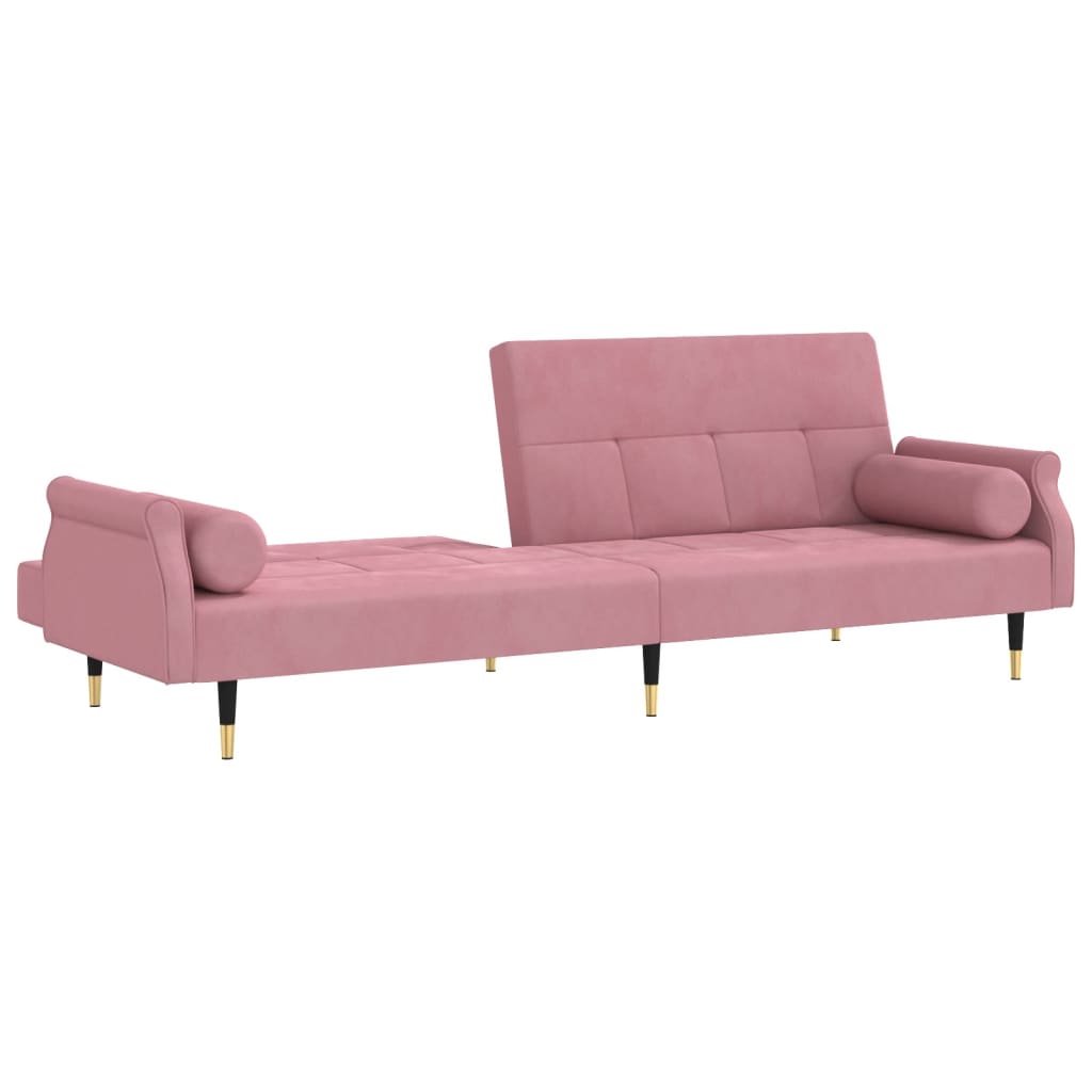 vidaXL dīvāngulta ar spilveniem, rozā samts