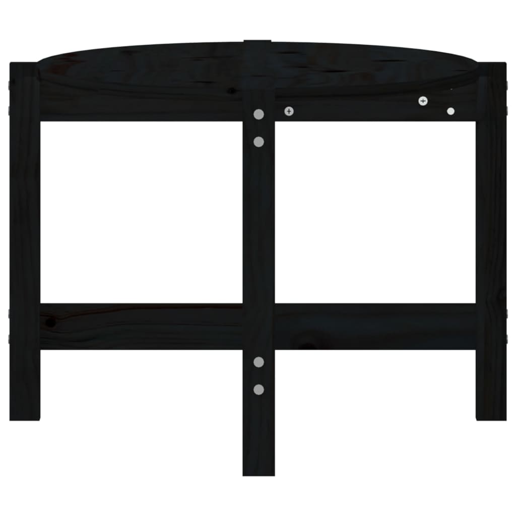 vidaXL kafijas galdiņš, melns, 118x63x45 cm, priedes masīvkoks