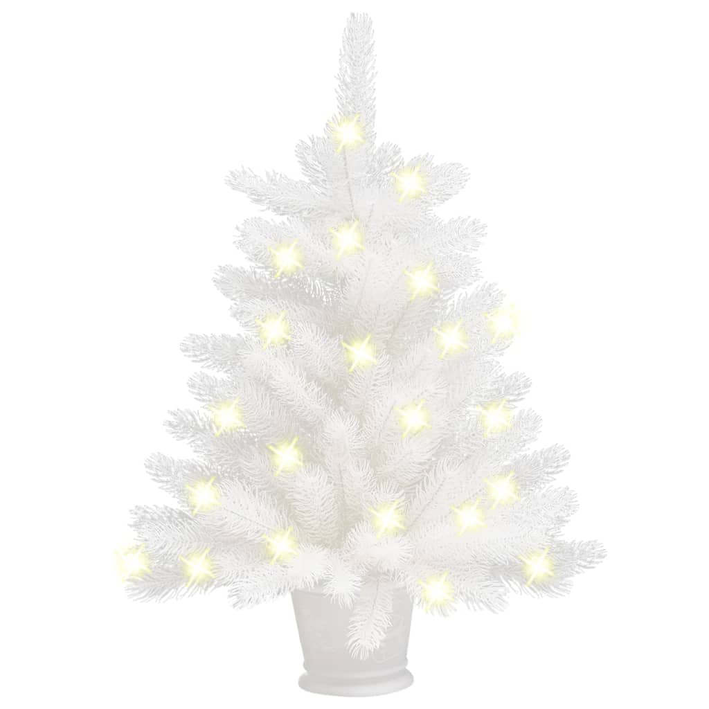 vidaXL mākslīgā Ziemassvētku egle ar LED, balta, 65 cm