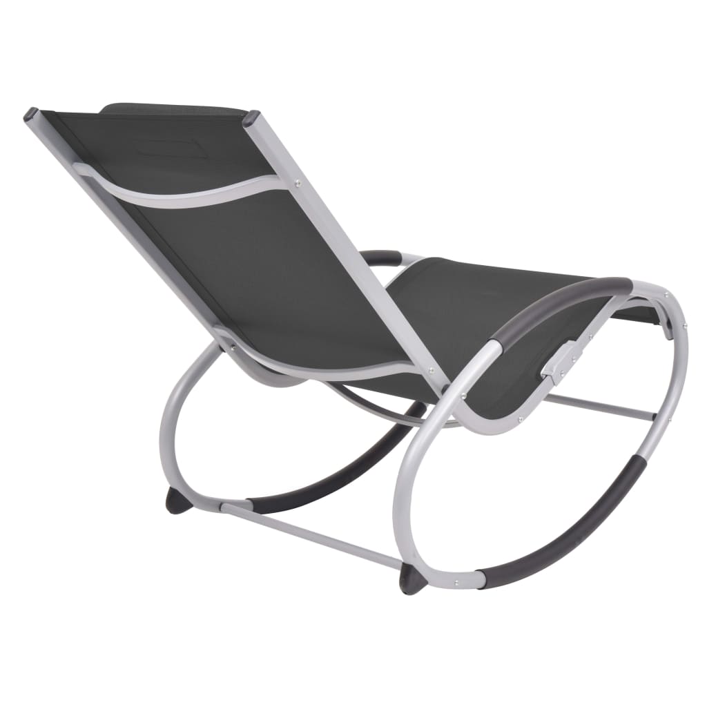 vidaXL dārza šūpuļkrēsls, melns tekstilēns