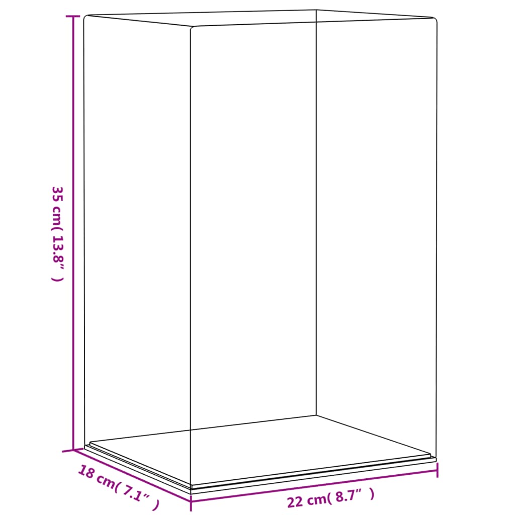 vidaXL vitrīnas kaste, caurspīdīga, 22x18x35 cm, akrils