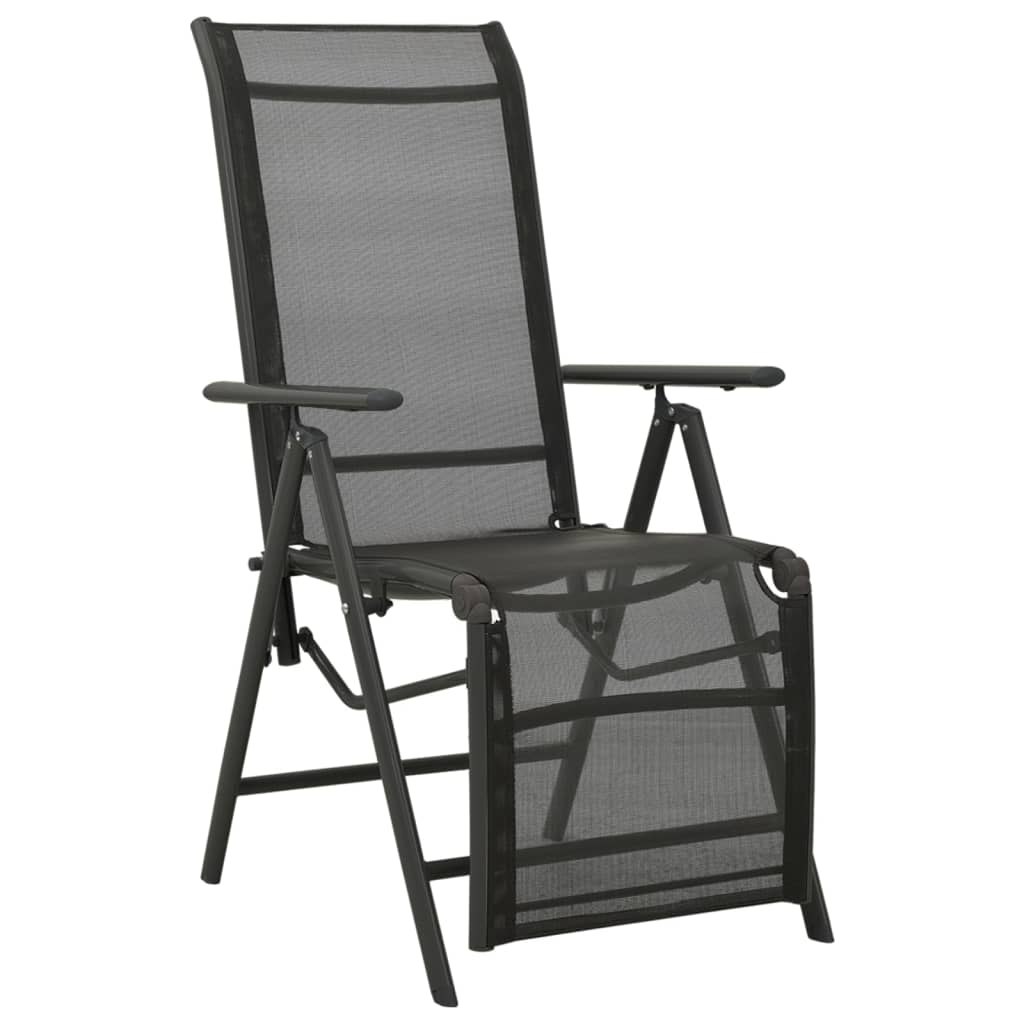 vidaXL atgāžami dārza krēsli, 2 gab., tekstilēns, alumīnijs, melni