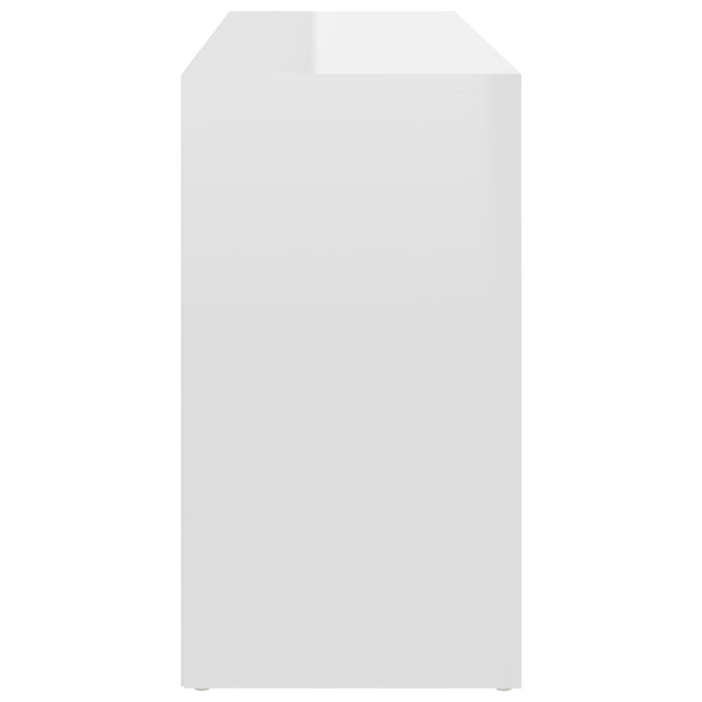 vidaXL apavu plaukts, spīdīgi balts, 103x30x54,5 cm, skaidu plāksne