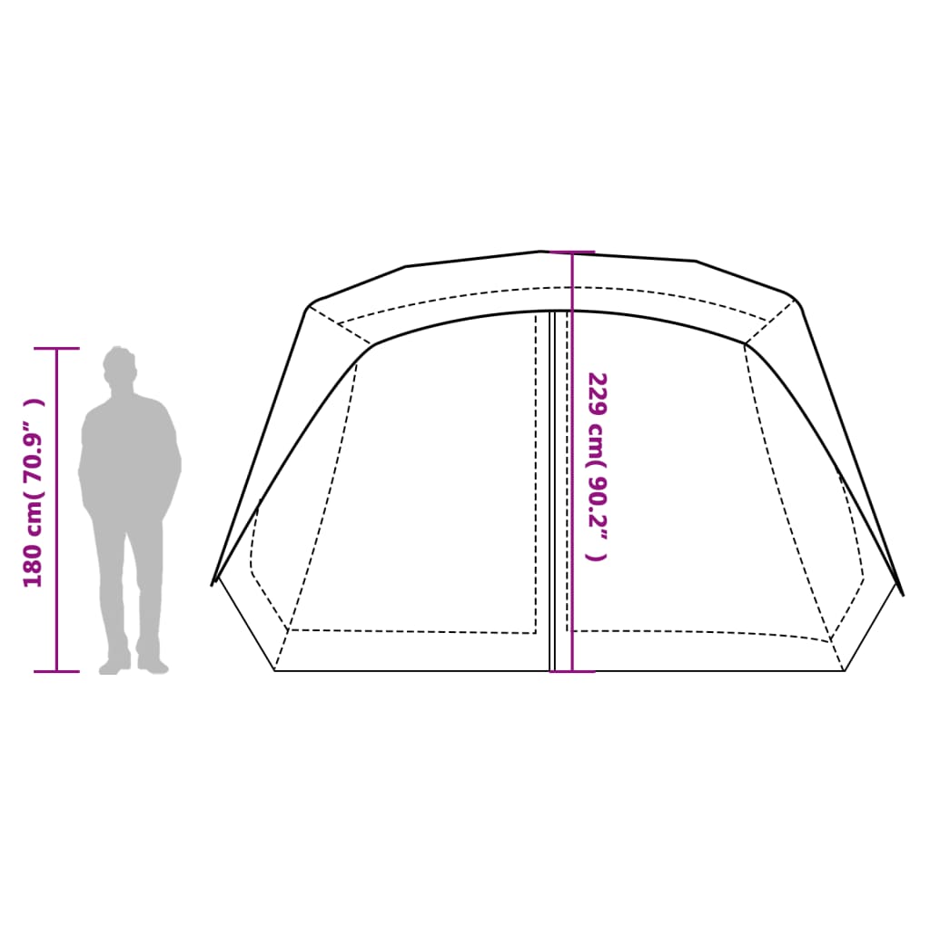 vidaXL kempinga telts ar LED, 10 personām, gaiši pelēka un oranža