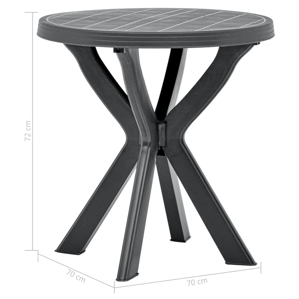 vidaXL bistro galds, antracītpelēks, Ø70 cm, plastmasa