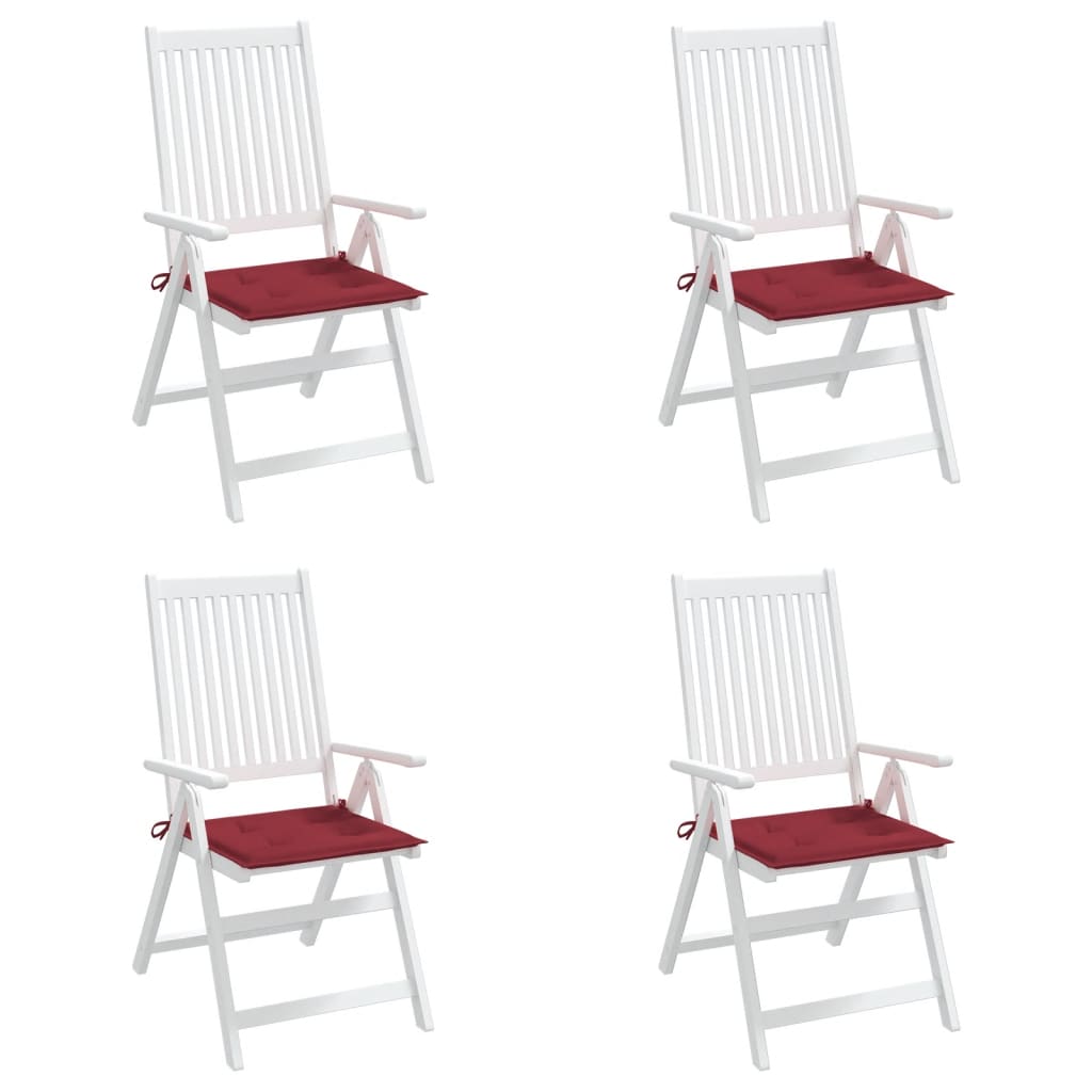 vidaXL dārza krēslu spilveni, 4 gab., vīnsarkani, 50x50x3 cm, audums