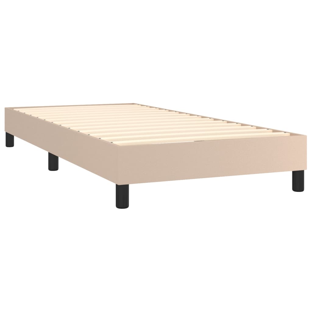 vidaXL atsperu gulta ar matraci, kapučīno, 100x200 cm, mākslīgā āda