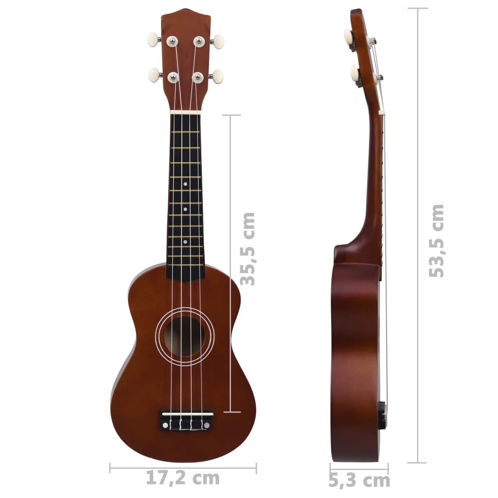 vidaXL soprāna bērnu ukulele ar somu, dabīga krāsa, 21"