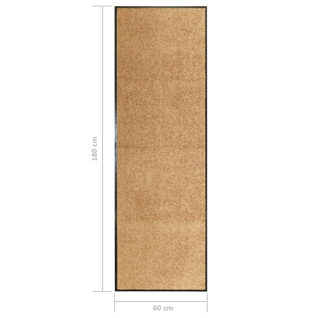 vidaXL durvju paklājs, mazgājams, krēmkrāsā, 60x180 cm
