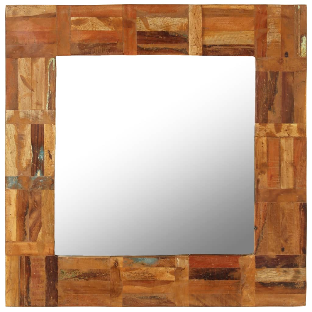 vidaXL sienas spogulis, 60x60 cm, masīvs pārstrādāts koks