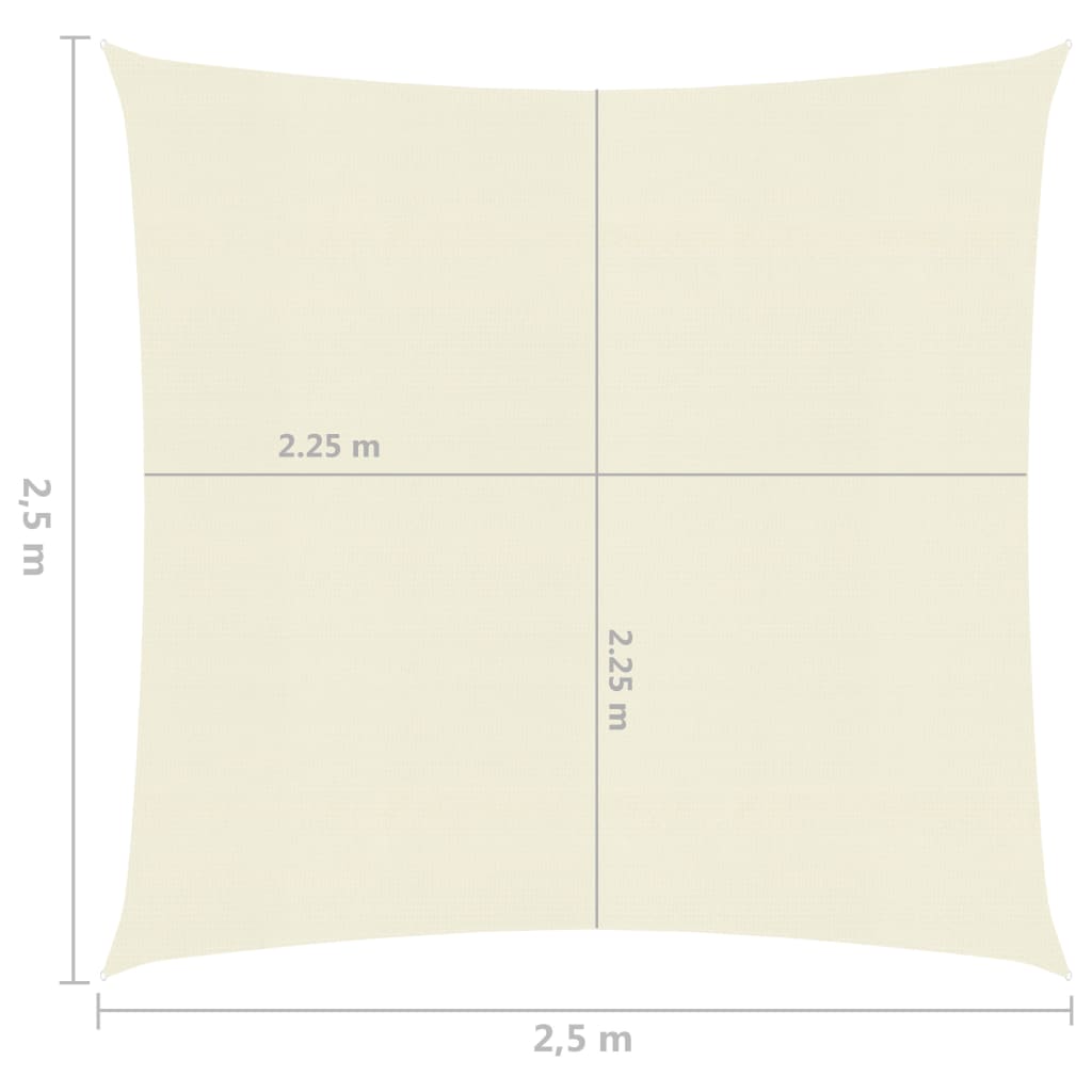 vidaXL saulessargs, 160 g/m², krēmkrāsas, 2,5x2,5 m, HDPE