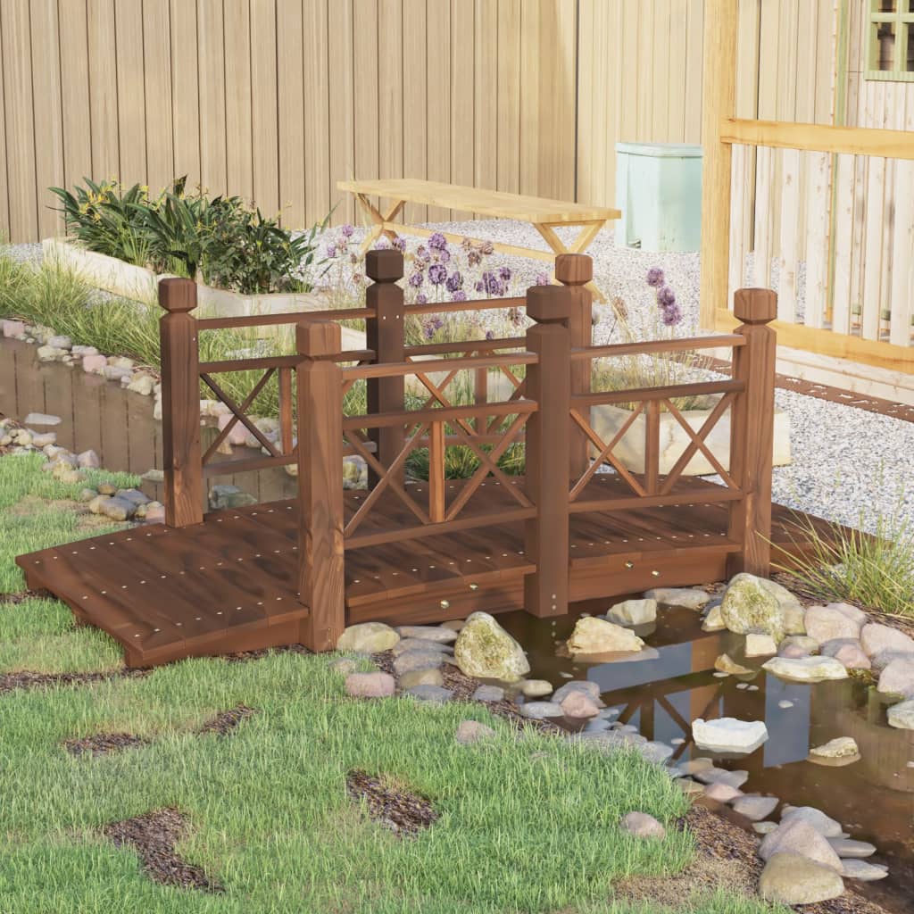 vidaXL dārza tiltiņš ar margām, 150x67x56 cm, egles masīvkoks
