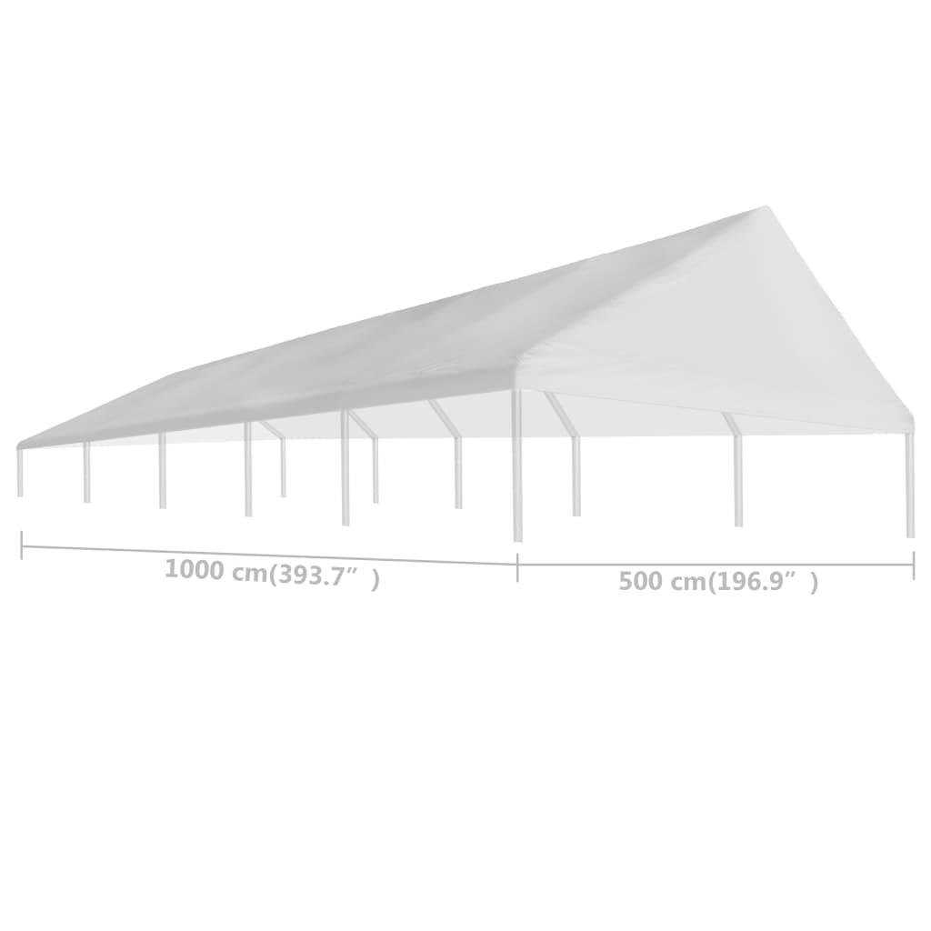 vidaXL svinību telts jumts, 5x10 m, balts
