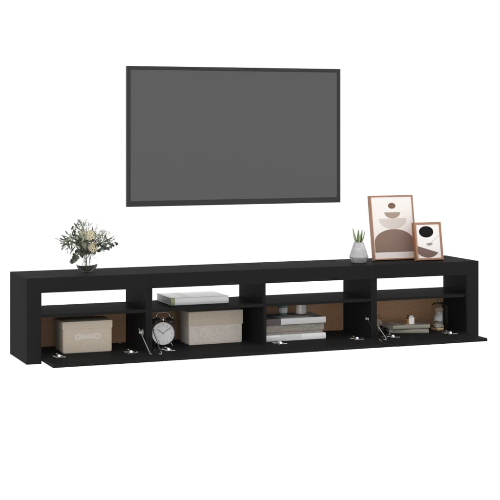 vidaXL TV skapītis ar LED apgaismojumu, melns, 240x35x40 cm