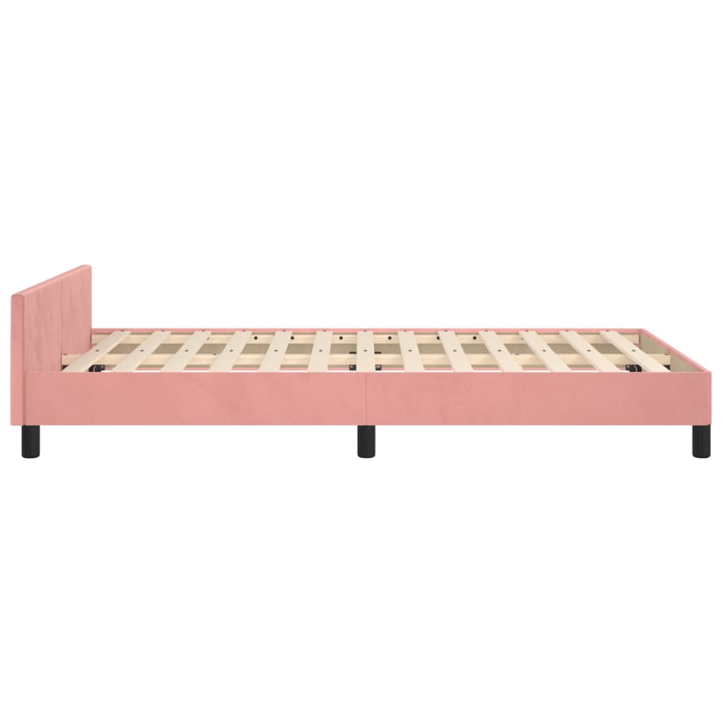vidaXL gultas rāmis ar galvgali, rozā samts, 120x200 cm