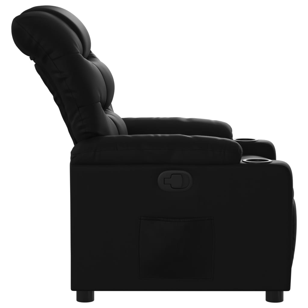 vidaXL atpūtas krēsls, atgāžams, melna mākslīgā āda
