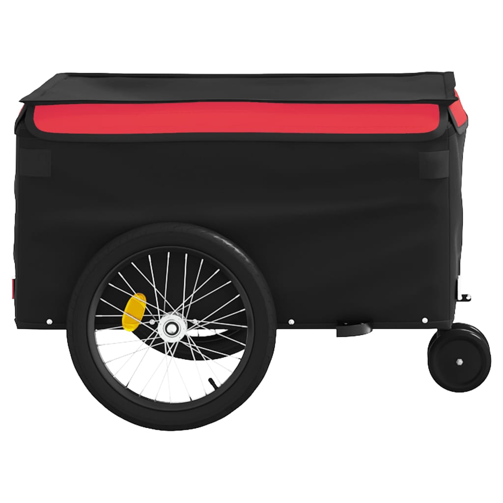 vidaXL velosipēda piekabe, 30 kg, melna un sarkana, dzelzs