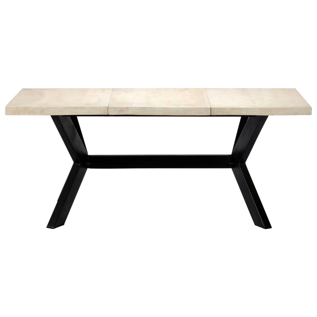 vidaXL virtuves galds, 180x90x75 cm, mango masīvkoks, balts