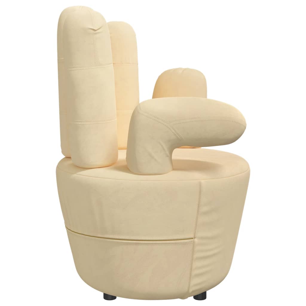 vidaXL krēsls, rokas forma, krēmkrāsas samts