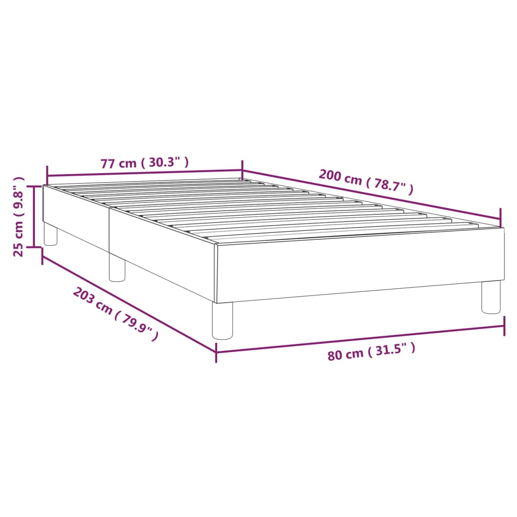 vidaXL gultas rāmis, pelēkbrūns, 80x200 cm, audums