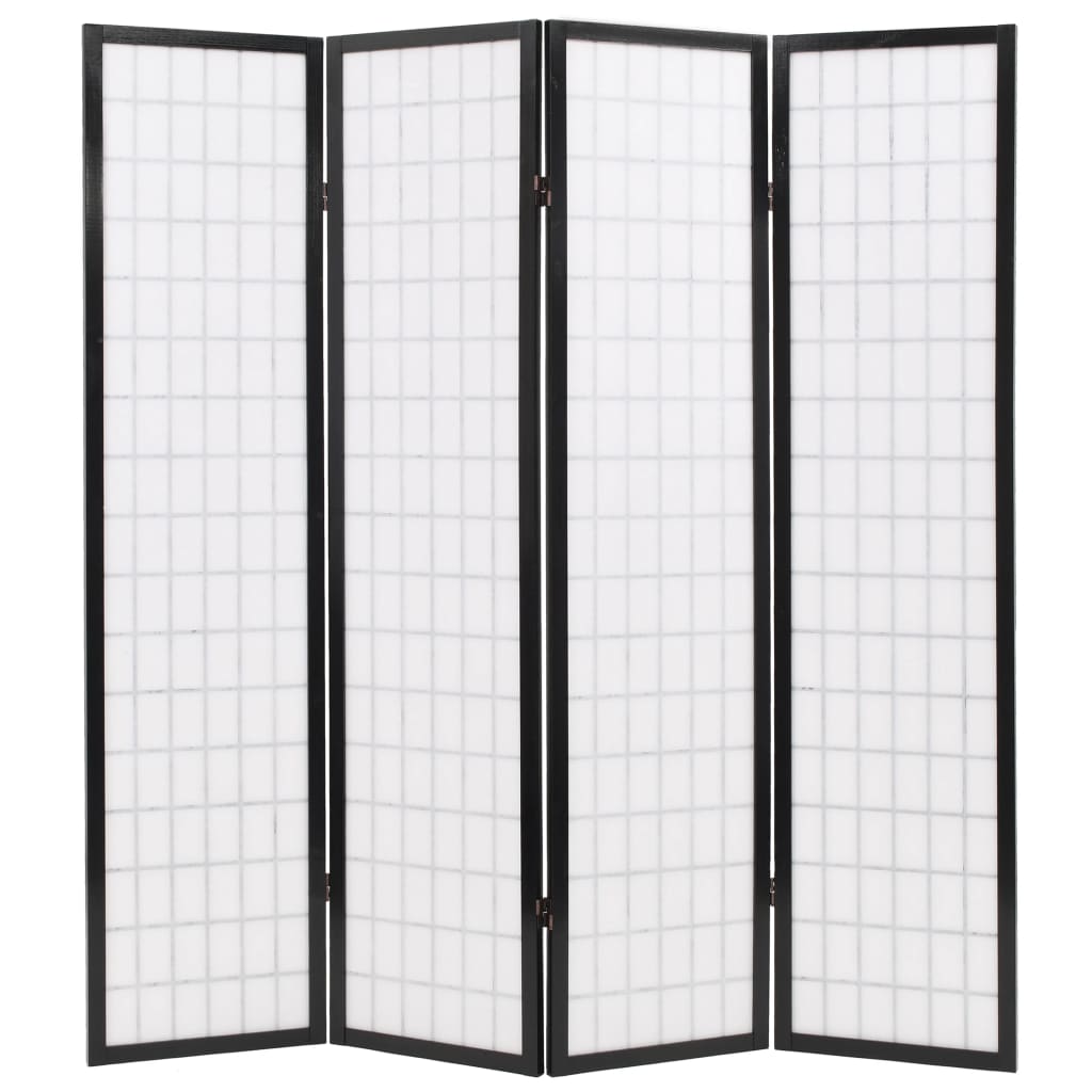vidaXL istabas aizslietnis, 4 paneļi, 160x170 cm, japāņu stils, melns