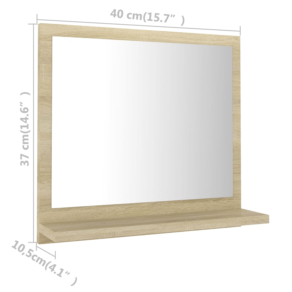 vidaXL vannasistabas spogulis, ozolkoka krāsā, 40x10,5x37 cm