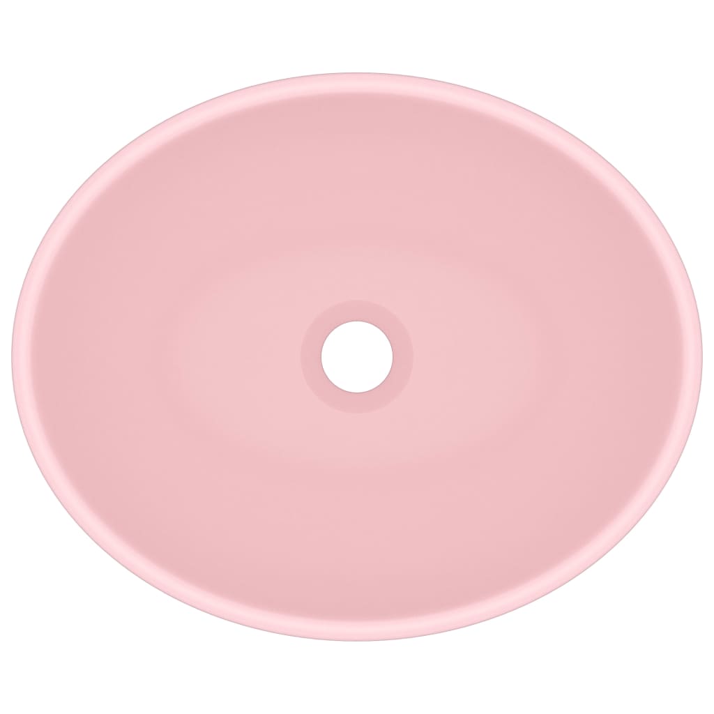 vidaXL izlietne, ovāla forma, 40x33 cm, matēta rozā keramika