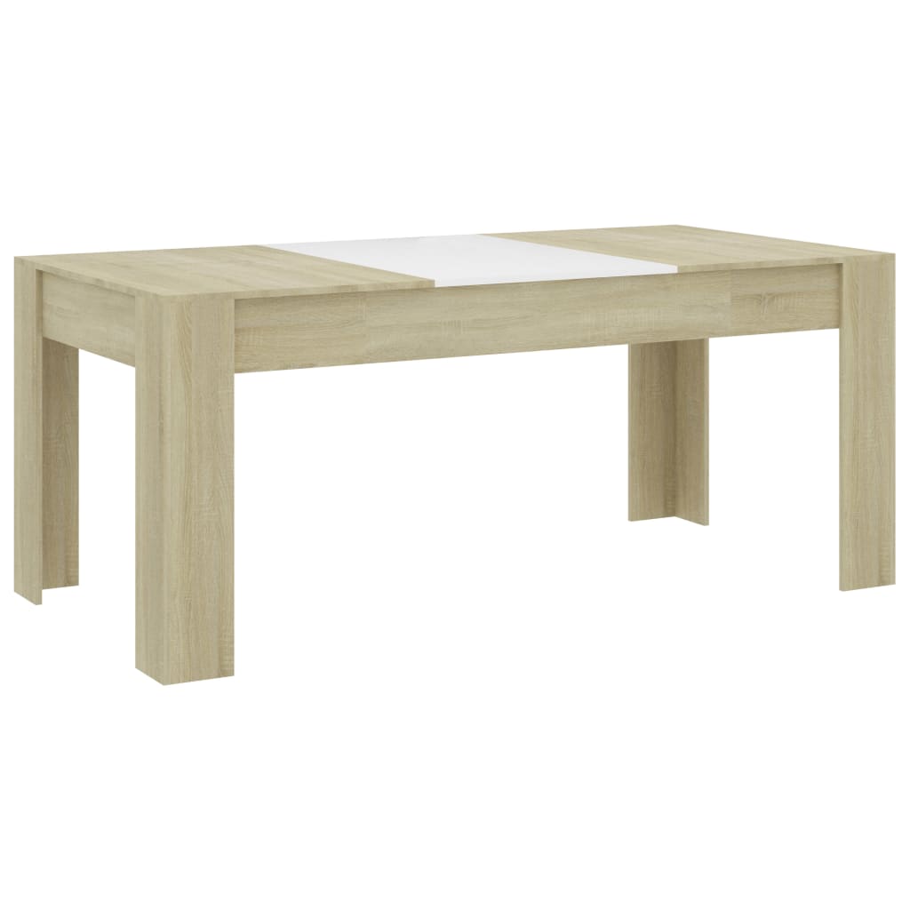 vidaXL virtuves galds, 180x90x76 cm, balta un ozolkoka krāsa