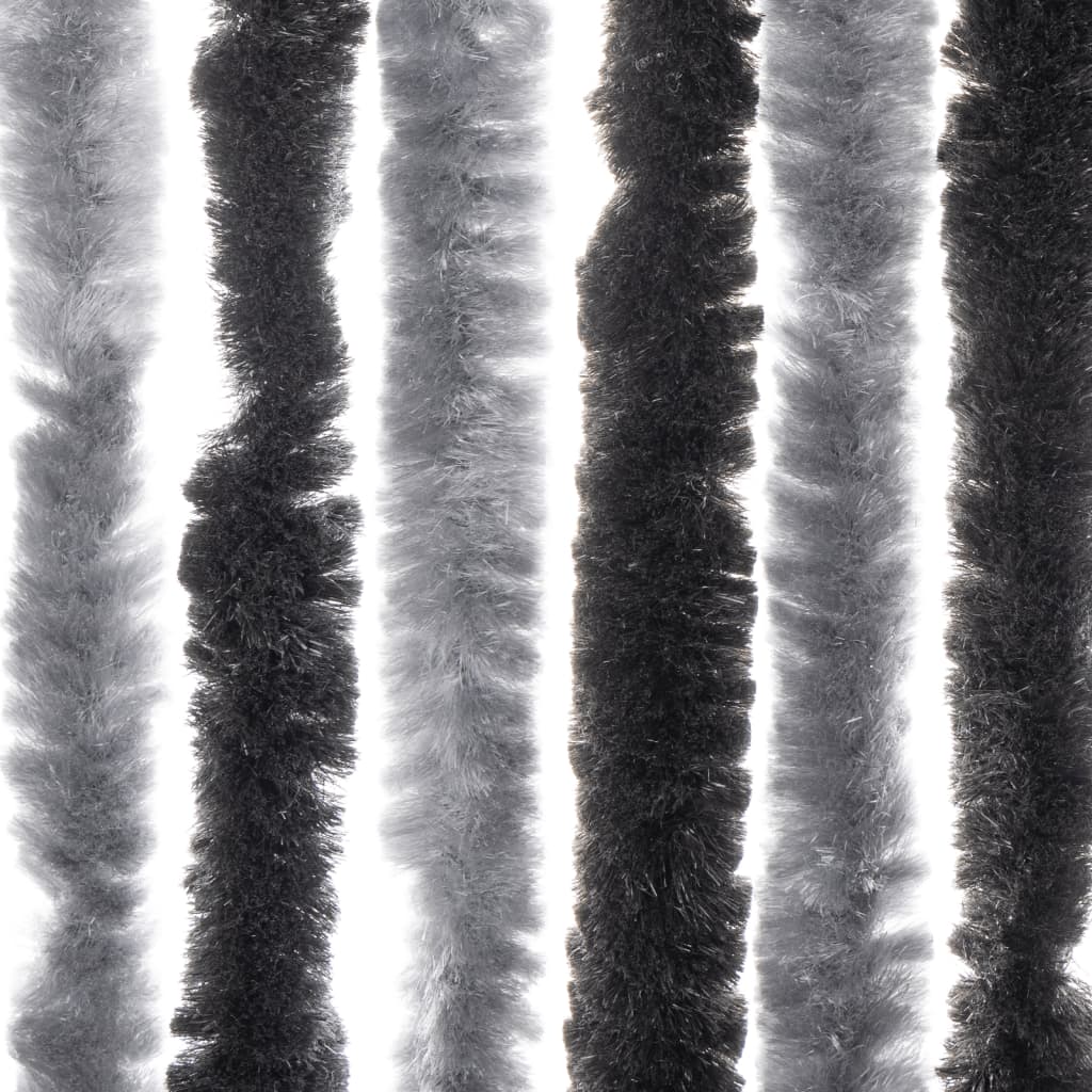 vidaXL kukaiņu aizkars, pelēks un melns, 56x185 cm, šenils