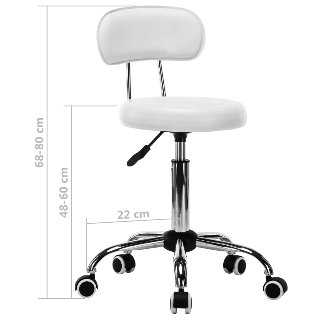 vidaXL salona krēsli, 2 gab., grozāmi, balta mākslīgā āda