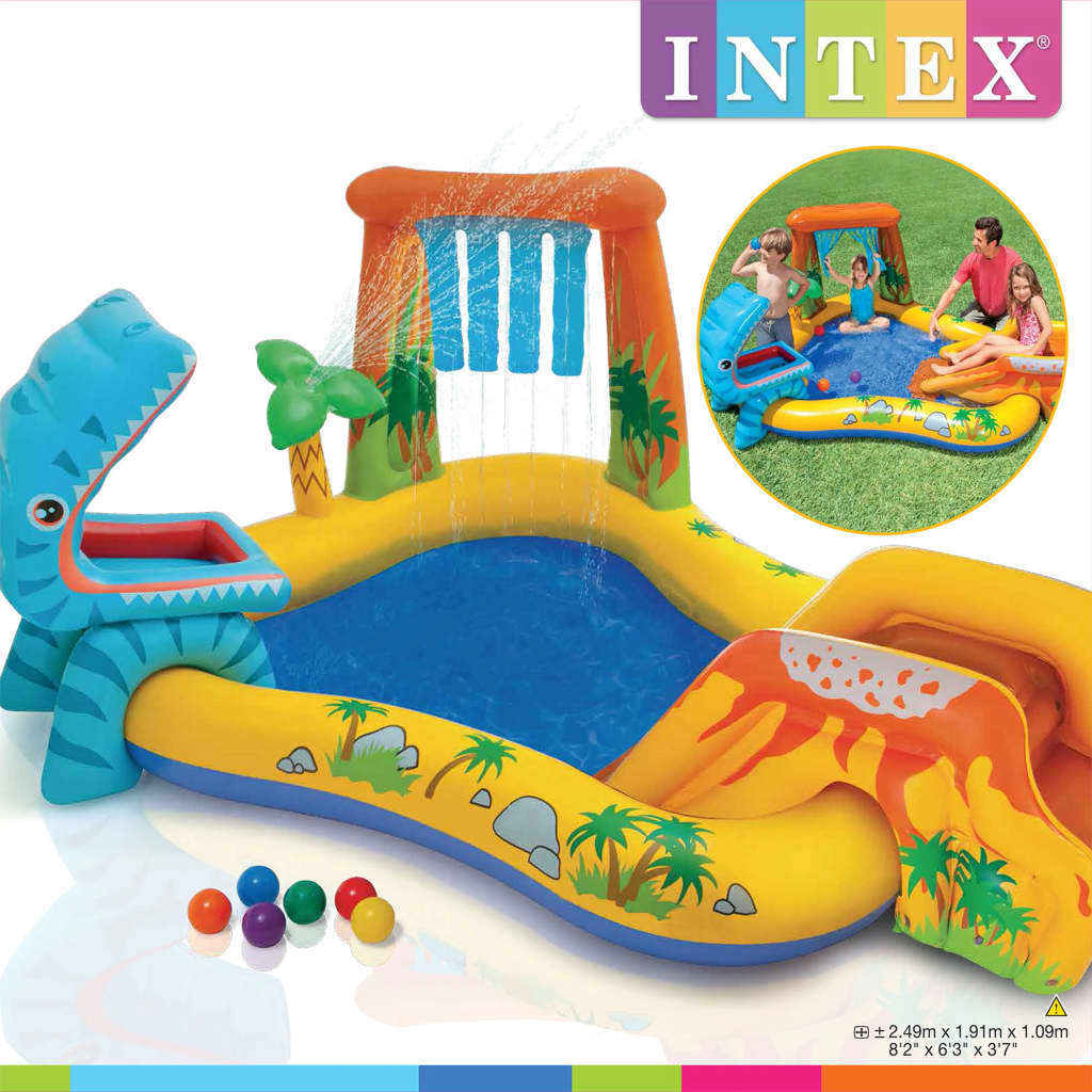Intex piepūšamais baseins Dinosaur Play Center, 249x191x109cm, 57444NP