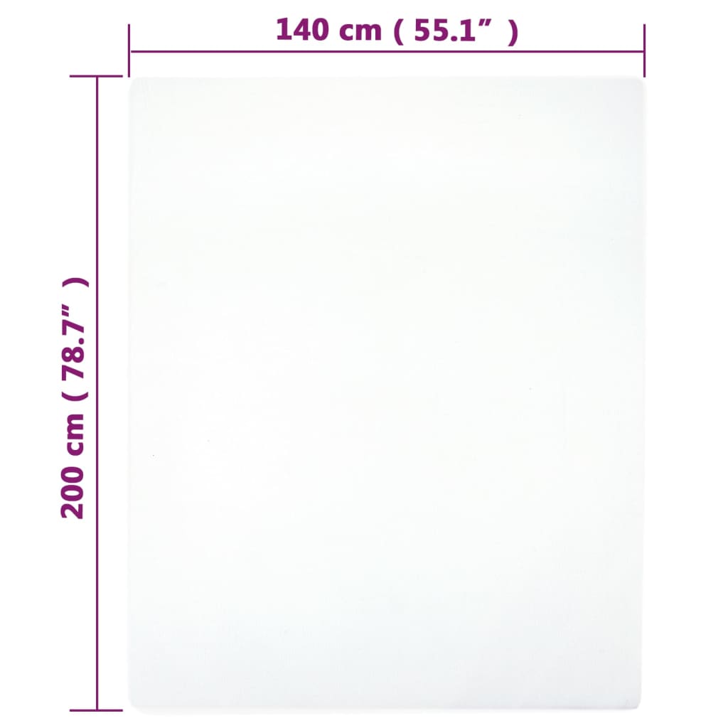 vidaXL palags ar gumiju, balts, 140x200 cm, kokvilna